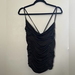 Express Womens L Body Contour Ruched Draped Strappy Tank Top Black
